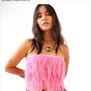 Urban outfitters pink feather crop top